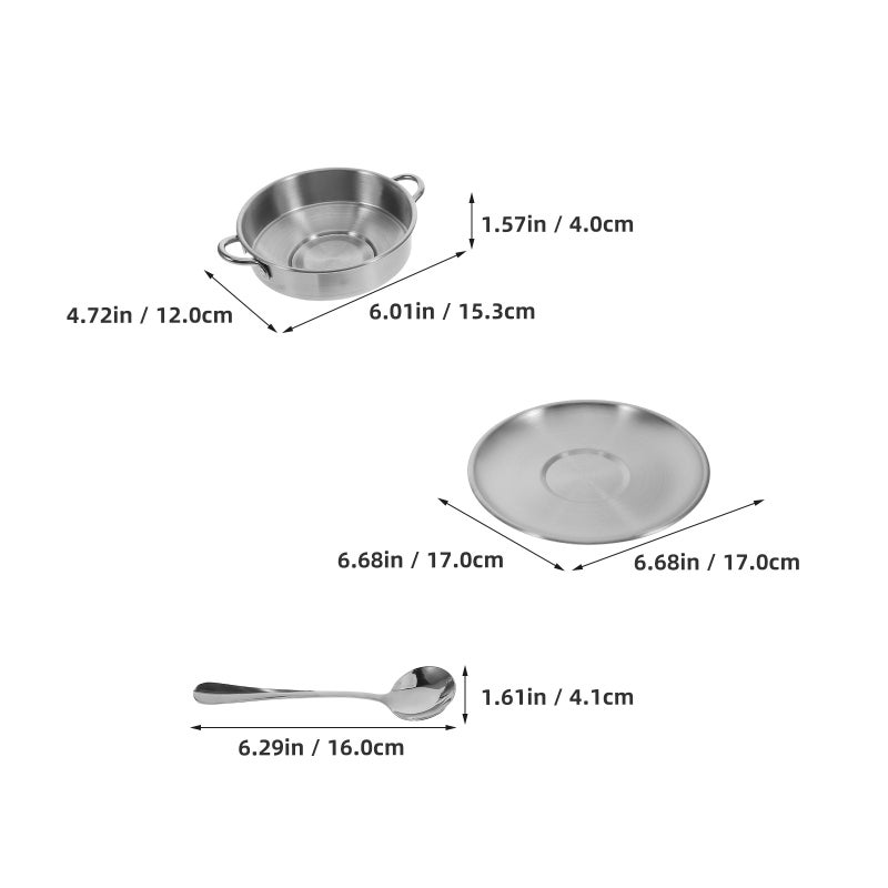 1-Set Ice Cream Bowls: Stainless Steel Dessert Dishes with Saucer Spoon - Retro Coffee Serving Cup for Latte Tea Shakes Sundaes - Image 3