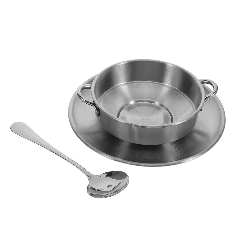 1-Set Ice Cream Bowls: Stainless Steel Dessert Dishes with Saucer Spoon - Retro Coffee Serving Cup for Latte Tea Shakes Sundaes - Image 1
