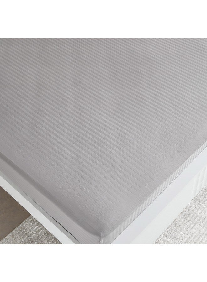 Home Box Hamilton Satin Stripe Super King Fitted Sheet 200 x 200 x 36 cm - Image 4