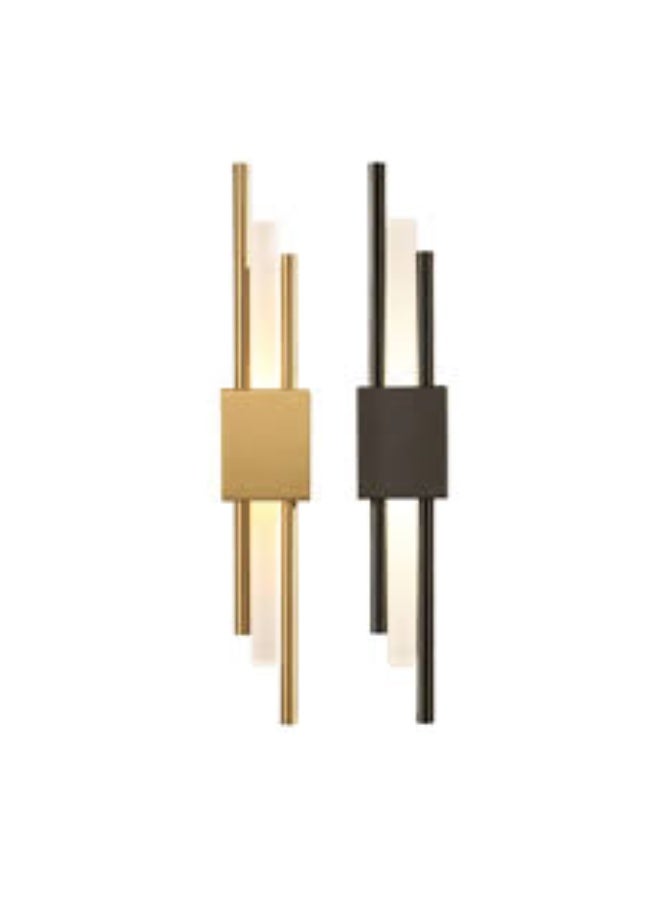 المفتاحة مصباح حائط LED عصري | مصباح حائط داخلي بتصميم أنبوبي عمودي | إضاءة لغرف النوم، والمعيشة، والممرات، والحمامات | ديكور حائط عصري باللونين الأسود والذهبي - Image 2