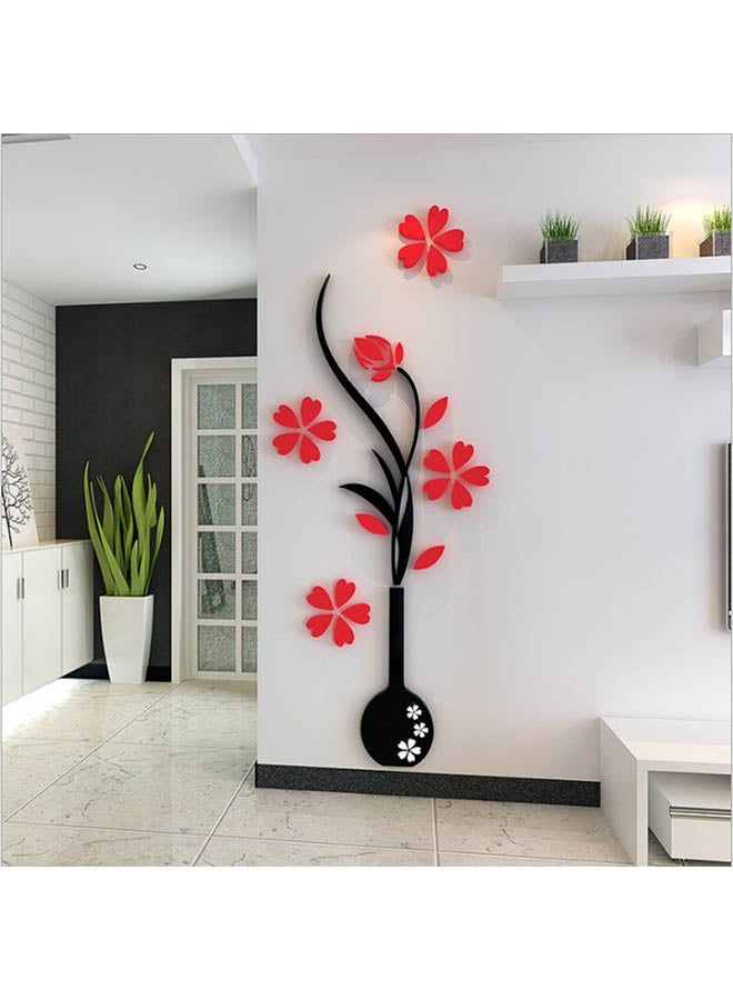 3D Vase Plum Acrylic Crystal Wall Sticker Red/Black