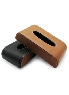Generic 2 Pcs Senior PU Leather Car Tissue Holder 