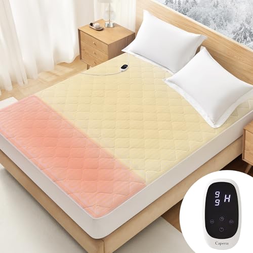 Caperia Heated Mattress Pad Quilted Multizone electric mattress pad Individual Body and Feet Bed Warmer 9 Heat Settings, 1-12 Hours Auto Off, Deep Pocket, Fast Heating, Machine Washable Twin 39''x75'' - Image 1