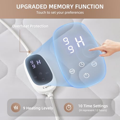 Caperia Heated Mattress Pad Quilted Multizone electric mattress pad Individual Body and Feet Bed Warmer 9 Heat Settings, 1-12 Hours Auto Off, Deep Pocket, Fast Heating, Machine Washable Twin 39''x75'' - Image 4