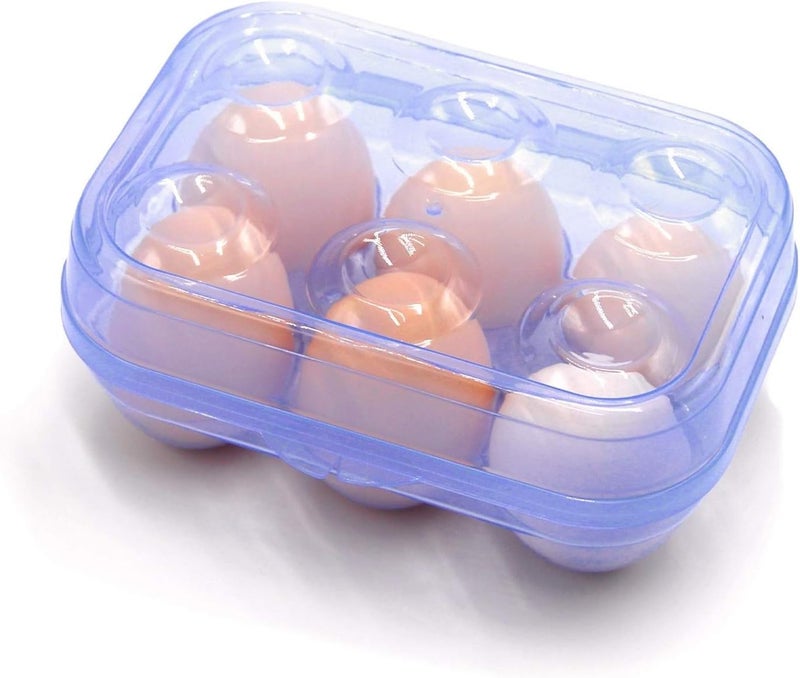 YOHA Clear Egg Storage Box Delicate 6 Girds Egg Dispenser Holder Case Refrigerator Crisper Camping Picnic Travel Portable Egg Carriage,Blue-6 - Image 1