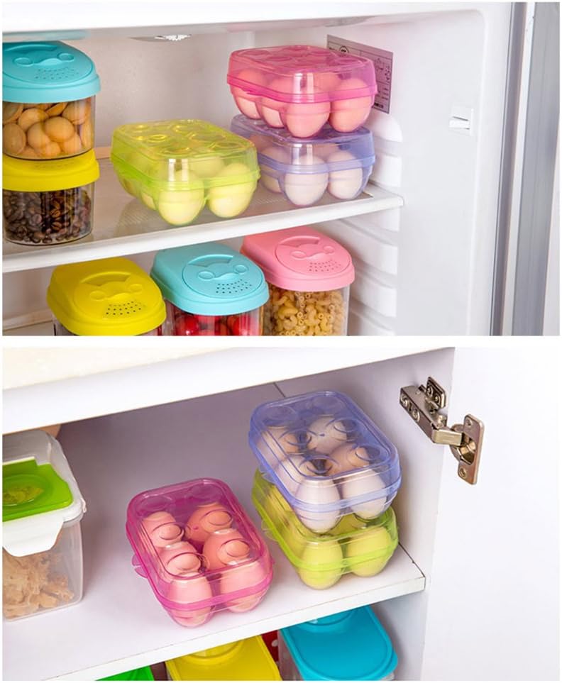 YOHA Clear Egg Storage Box Delicate 6 Girds Egg Dispenser Holder Case Refrigerator Crisper Camping Picnic Travel Portable Egg Carriage,Blue-6 - Image 3