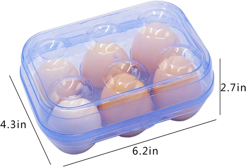 YOHA Clear Egg Storage Box Delicate 6 Girds Egg Dispenser Holder Case Refrigerator Crisper Camping Picnic Travel Portable Egg Carriage,Blue-6 - Image 4
