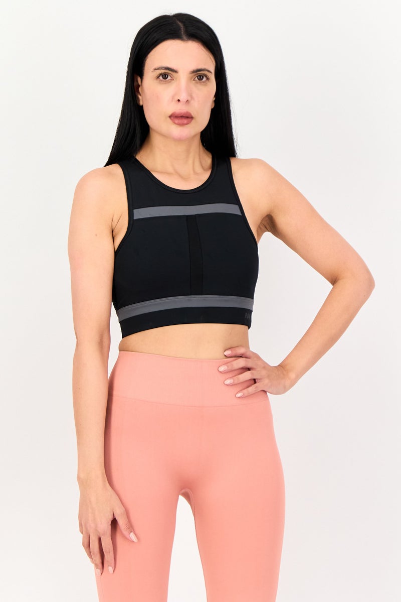 Nike Women Brand Logo Lightly Padded Training Bra, Black - Image 1