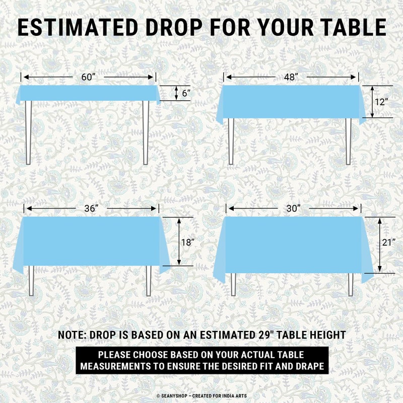 India Arts Hand Block Print Tablecloth 72x72 Square, 100% Cotton Blue Green Floral Table Cloth for Kitchen Dining Linen, Weddings, Holiday Party, Restaurant, Spring/Summer/Fall Home Decor - Image 5