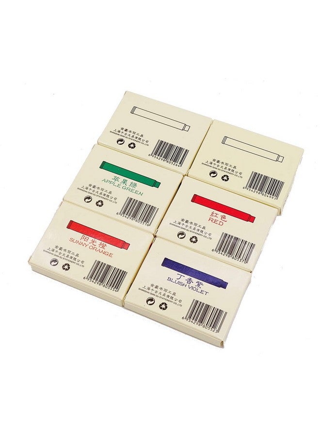 Lanxivi 30 Pcs Jinhao Fountain Pen Ink Cartridges Refill 6 Colors Set（ Black, Blue, Apple Green, Purple, Red And Orange) International Standard Size 2.6Mm Bore Diameter - Image 4