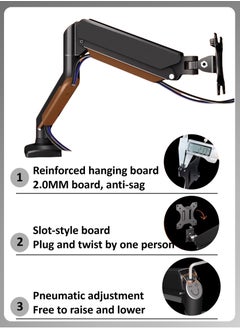 YooA 17" to 35" Single Monitor Arm Desk Mount | Gas Spring Monitor Single Arm Stand, Full Motion Articulating Height Adjustable,Fits 17" to 35" Inch LCD LED Screens Computer Monitor, Fits 21 22 23 24 27 29 30 32 Inch etc, VESA 75x75/100x100mm, Clamp and Grommet Base,With detailed instruction manual(Holds up to 2-10KG)  - Image 3