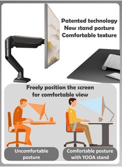 YooA 17" to 35" Single Monitor Arm Desk Mount | Gas Spring Monitor Single Arm Stand, Full Motion Articulating Height Adjustable,Fits 17" to 35" Inch LCD LED Screens Computer Monitor, Fits 21 22 23 24 27 29 30 32 Inch etc, VESA 75x75/100x100mm, Clamp and Grommet Base,With detailed instruction manual(Holds up to 2-10KG)  - Image 5
