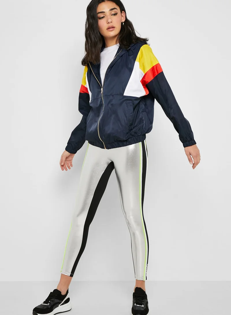 FOREVER 21 Side Striped Metallic Leggings