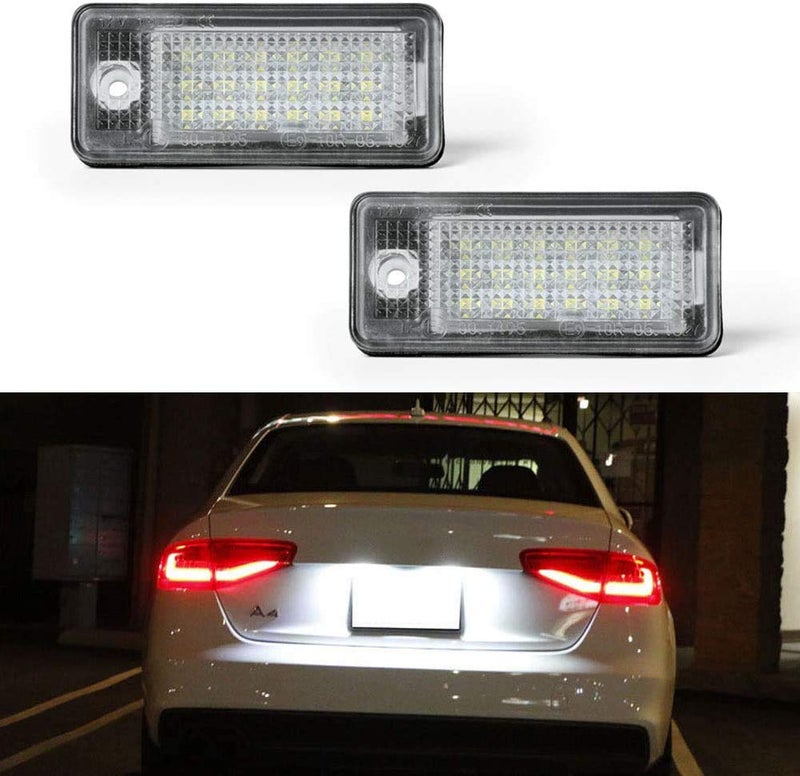 أضواء لوحة الترخيص LED من جيمبرو لسيارات أودي A3 S3 A4 S4 A6 S6 A8 S8 Q7 RS4 حزمة من 2 لمبات لوحة الأرقام 6000K أبيض زينون