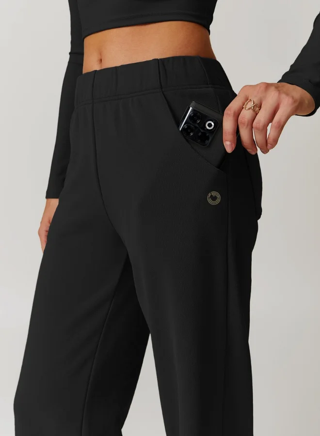 KAWN.YOGA Womens Mid Waist Oversized Wide Leg Joggers