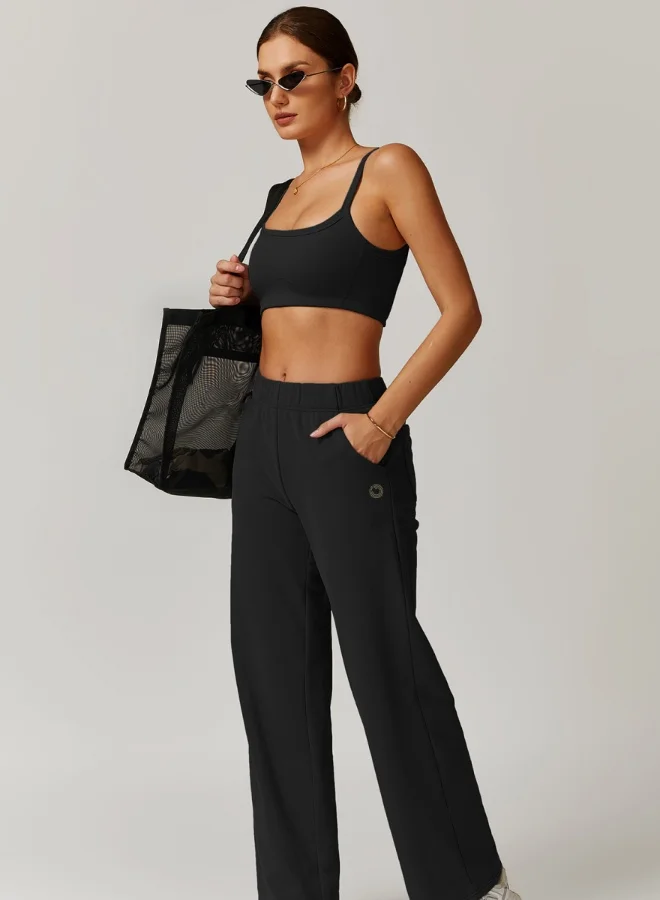 KAWN.YOGA Womens Mid Waist Oversized Wide Leg Joggers