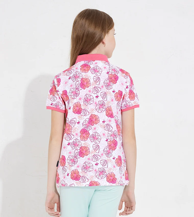 بيفرلي هيلز بولو كلوب تي شيرت بولو بأكمام قصيرة وطبعة زهور