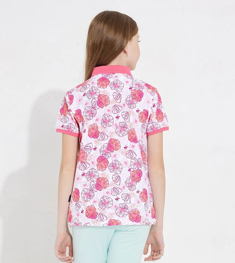 BEVERLY HILLS POLO CLUB  Floral Print Short Sleeves Polo T-Shirt  | Best Price UAE