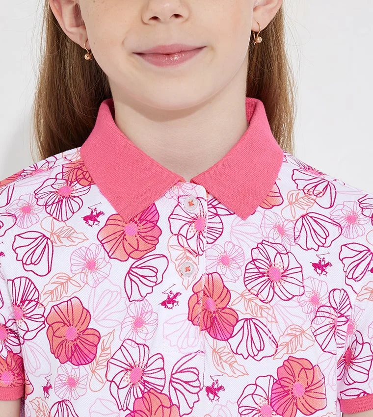 BEVERLY HILLS POLO CLUB  Floral Print Short Sleeves Polo T-Shirt  | Best Price UAE