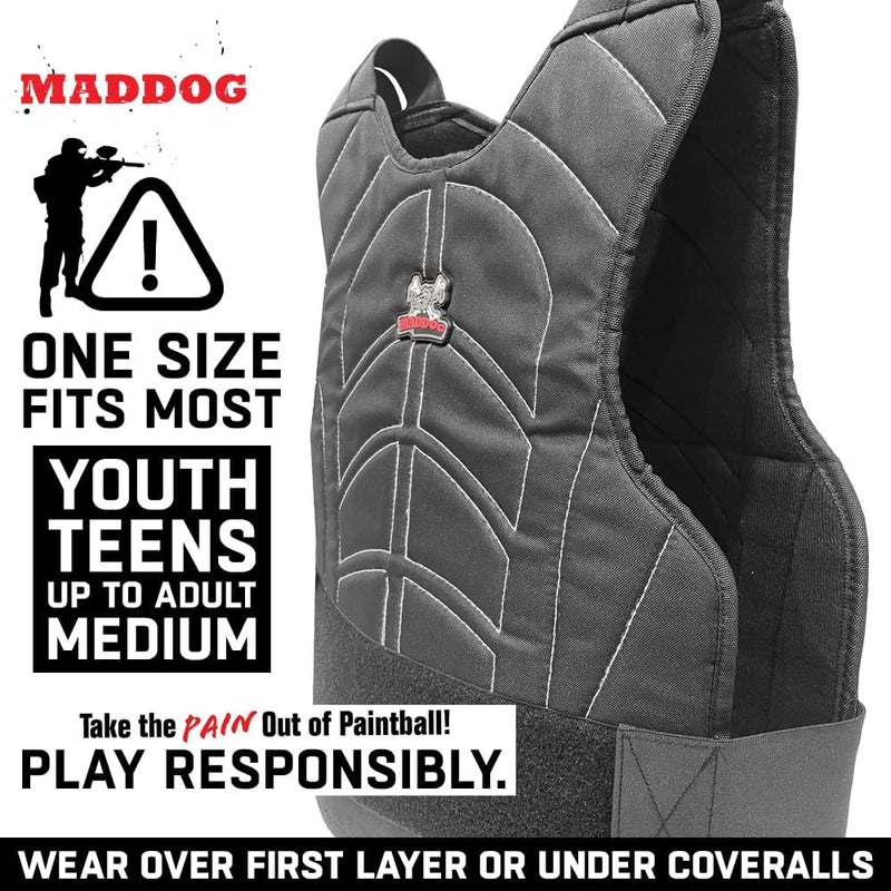 MAddog Sports Padded Chest Protector - Lightweight Paintball Airsoft Impact Protection Vest | Front/Back Padding with Adjustable Waist Straps - One Size Fits Most | Youth, Teen, Medium Adult Players - Image 4
