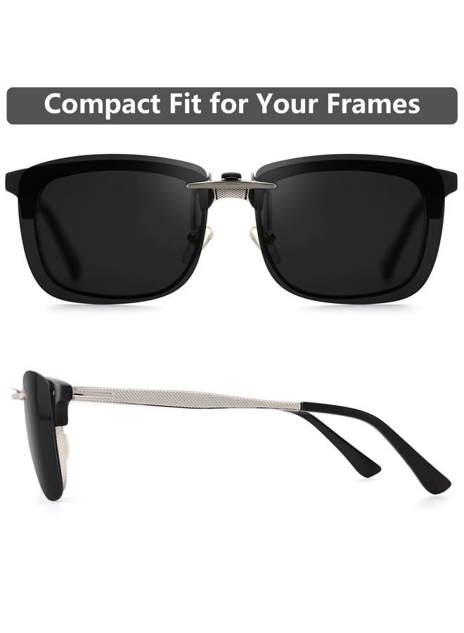 CAXMAN نظارات شمسية قطبية قابلة للتثبيت فوق النظارات الطبية للرجال والنساء، تصميم مدمج، غير قابلة للطي، عدسات سوداء داكنة للغاية من الفئة 4 للعيون الحساسة، حجم كبير جداً - Image 5