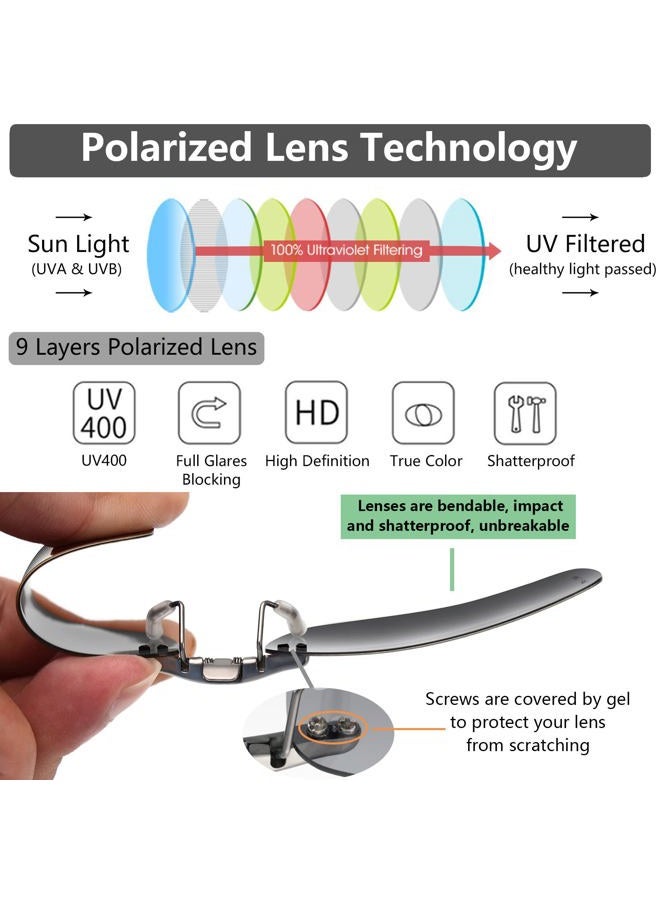 CAXMAN نظارات شمسية قطبية قابلة للتثبيت فوق النظارات الطبية للرجال والنساء، تصميم مدمج، غير قابلة للطي، عدسات سوداء داكنة للغاية من الفئة 4 للعيون الحساسة، حجم كبير جداً - Image 2