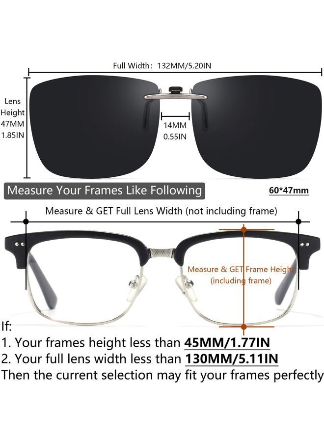 CAXMAN نظارات شمسية قطبية قابلة للتثبيت فوق النظارات الطبية للرجال والنساء، تصميم مدمج، غير قابلة للطي، عدسات سوداء داكنة للغاية من الفئة 4 للعيون الحساسة، حجم كبير جداً - Image 4