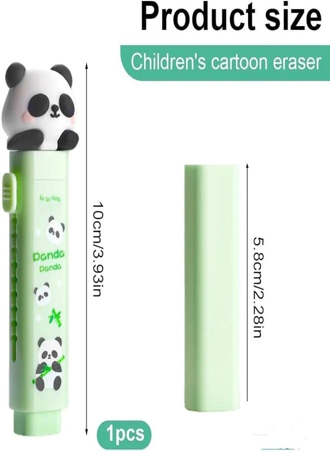 Funspark Cartoon Shaped Cute Push Pull Design Retractable Erasers Pastel Aesthetic Pencil Cute Rubber for Kids Students School Office Stationery Space Travel Blue (Green + Pink) - Image 2