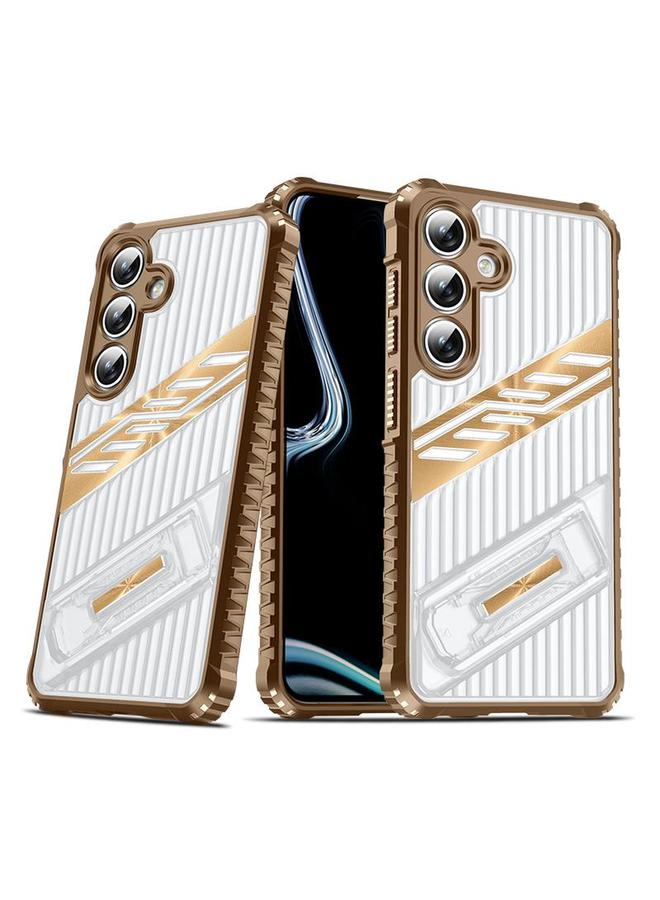 erorex Case For Samsung Galaxy S24 / S25 5G Plating Holder PC Hybrid TPU Phone Case - Image 1