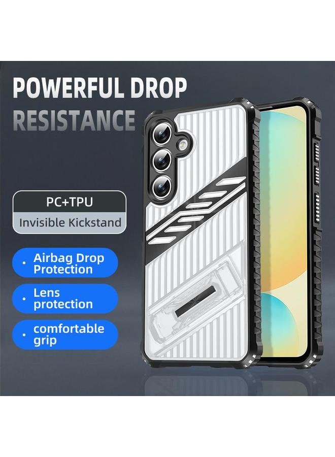 erorex Case For Samsung Galaxy S24 / S25 5G Plating Holder PC Hybrid TPU Phone Case - Image 4