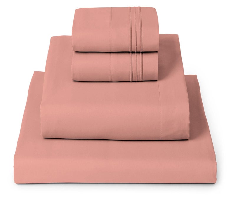 Mellanni Queen Sheets Set 4 PC Iconic Collection Bedding Hotel Luxury Extra Soft Cooling Bed Sheets Wrinkle Fade Stain Resistant Queen Coral