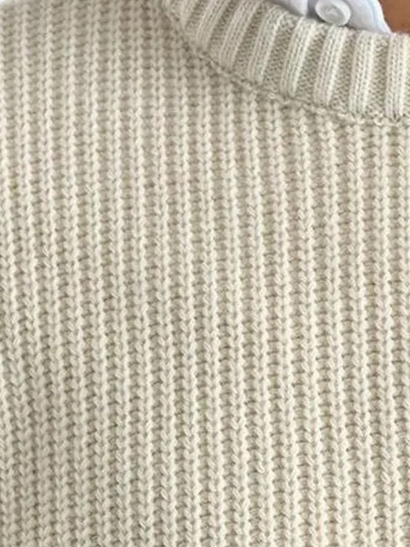 Giesto Ivory Natural GIESTO Thick Ribbed Knitwear Crew Neck Sweater for Men | Best Price UAE