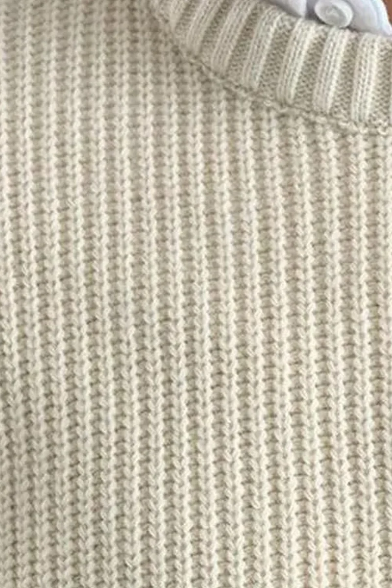 Giesto Ivory Natural GIESTO Thick Ribbed Knitwear Crew Neck Sweater for Men | Best Price UAE