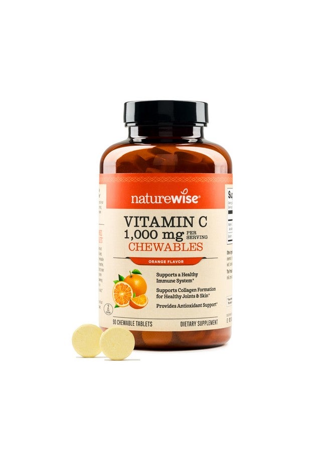 NatureWise NatureWise Vitamin C 1000mg Chewable Tablet Supplement - Support for Healthy Immune System & Collagen Synthesis - Vegan, Non-GMO, Soy & Gluten Free, Orange Flavor - 90 Count[45 Days Supply]