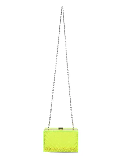 London Rag Yellow Transparent Chevron Pattern Clear Clutch Bags