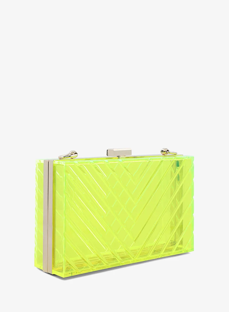 London Rag Yellow Transparent Yellow Transparent Chevron Pattern Clear Clutch Bags for Women | Best Price UAE