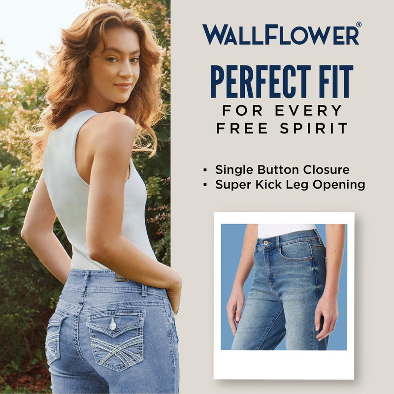 WallFlower Women's Fearless Curvy Super Flare High Rise Insta Vintage Juniors Jeans, Carbon, 5 - Image 5