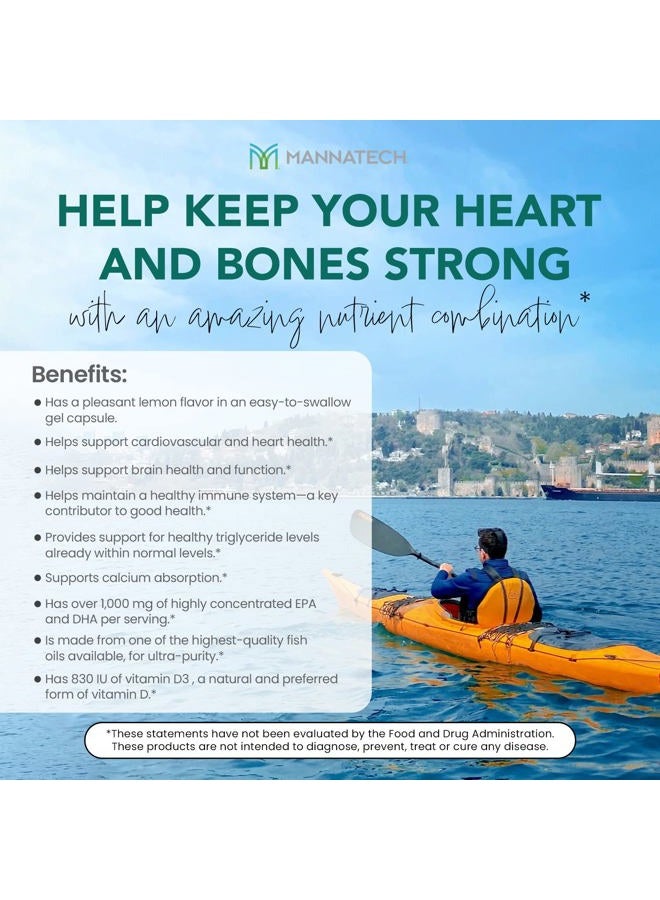 Mannatech Omega-3 with Vitamin D3 for Bone, Heart Health and Cognitive Support, Made of Pure Fish Oil - Image 4