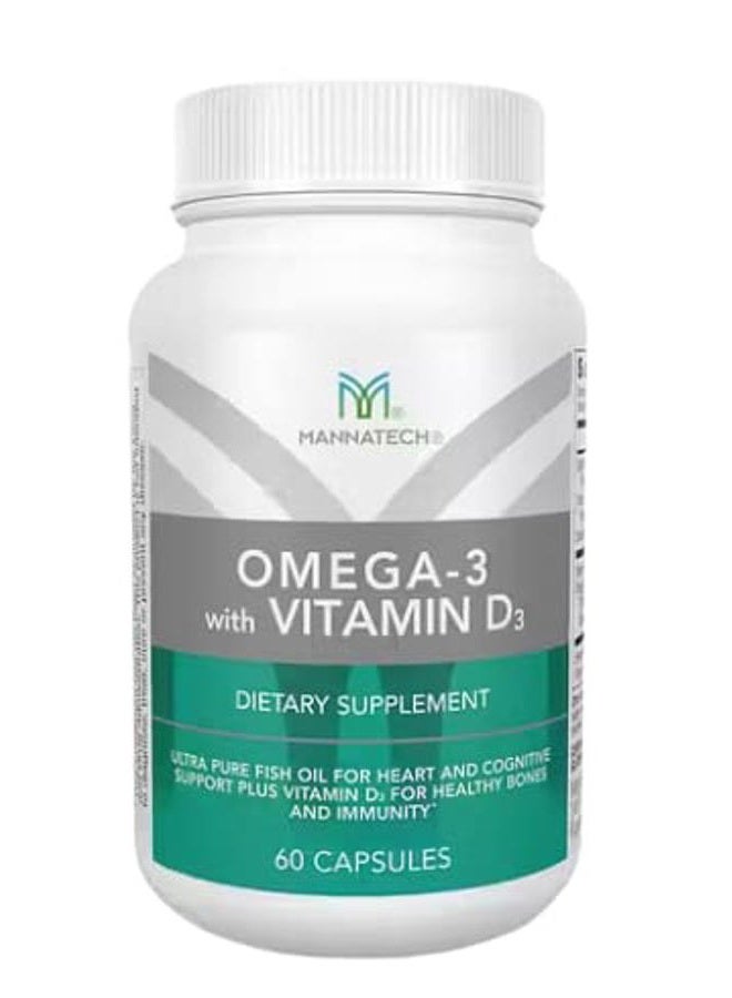 Mannatech Omega-3 with Vitamin D3 for Bone, Heart Health and Cognitive Support, Made of Pure Fish Oil - Image 1
