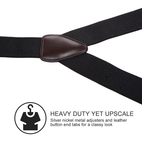Vauhse Suspenders for Men, Updated Clips and Adjustable Suspenders with Elastic Straps Y-Back Construction Heavy Duty for Work Black - Image 3