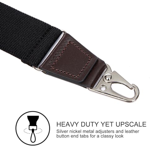 Vauhse Suspenders for Men, Updated Clips and Adjustable Suspenders with Elastic Straps Y-Back Construction Heavy Duty for Work Black - Image 4