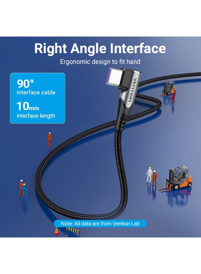 VENTION USB 2.0 C Male Right Angle to C Male 5A Cable 1M Gray Aluminum Alloy Type Model - Image 3