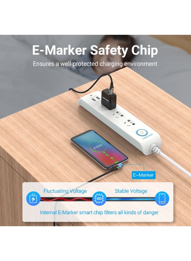 VENTION USB 2.0 C Male Right Angle to C Male 5A Cable 1M Gray Aluminum Alloy Type Model - Image 5