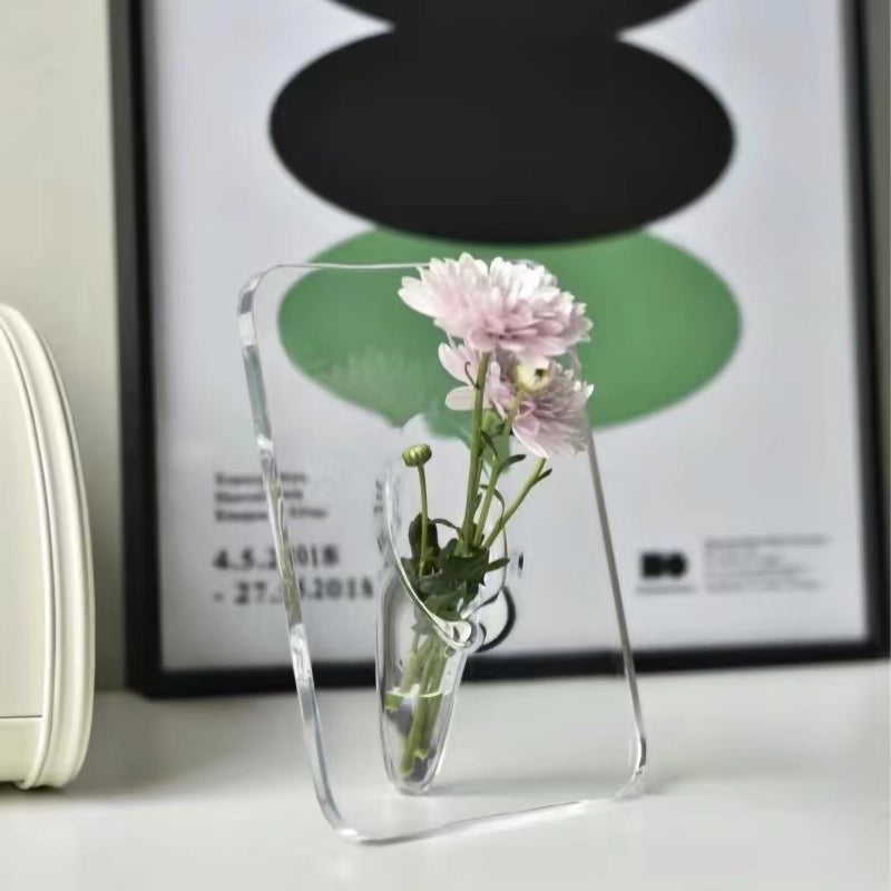 FOWSEEK Frame Flower Vase Clear Acrylic Vase for Flowers Modern Art Vases for Home Decor Unique Decorative Vases for Desktops Bookshelf Bedroom Living Room Wedding House Warming Gifts - Image 2