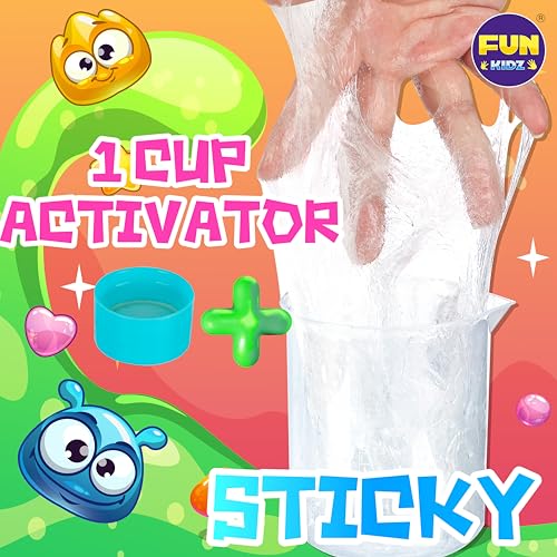 FUN KIDZ 1.06QT Super Clear Slime Activator Solution with Plastic Measuring Cup, FunKidz 1L Fine Formulation Work with All Types Slime Glue Washable Non-Toxic Kids Friendly Ingredients - Image 4