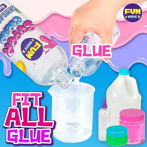 FUN KIDZ 1.06QT Super Clear Slime Activator Solution with Plastic Measuring Cup, FunKidz 1L Fine Formulation Work with All Types Slime Glue Washable Non-Toxic Kids Friendly Ingredients - Image 2