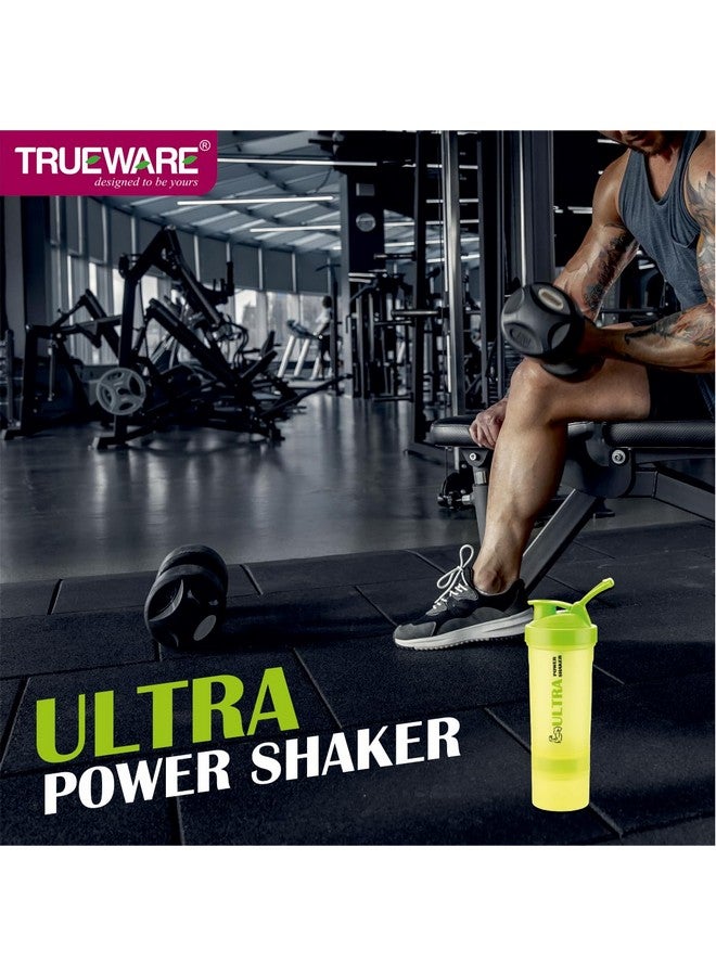 Trueware Trueware Ultra Power Gym Shaker (3+1) | Plastic | 600 ML With Extra Compartment | Green | Leak Proof | Ideal for Protein | Preworkout and BCAAs, BPA Free | Ideal Workout Blender for Fitness Lovers - Image 5