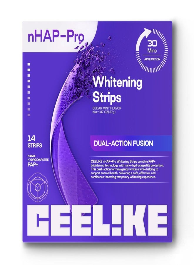 CEELIKE Teeth Whitening Strips (7 Treatments/14 Strips - Peroxide-Free Whitening Kit with Hydroxyapatite, Enamel Safe + Cheek Retractor, Easy 3-Step at-Home Teeth Whitening for Deep Stain Removal - Image 1