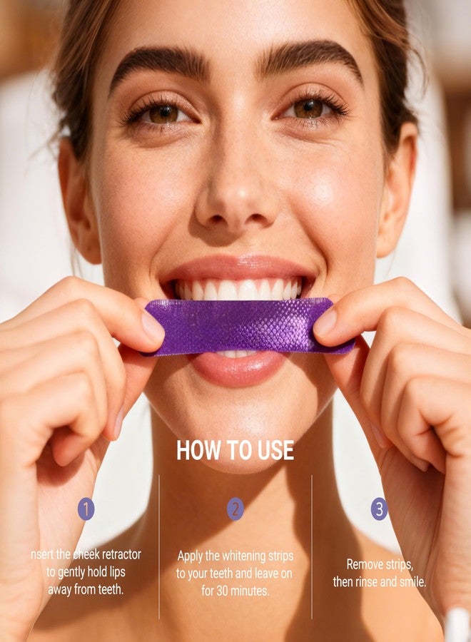 CEELIKE Teeth Whitening Strips (7 Treatments/14 Strips - Peroxide-Free Whitening Kit with Hydroxyapatite, Enamel Safe + Cheek Retractor, Easy 3-Step at-Home Teeth Whitening for Deep Stain Removal - Image 2