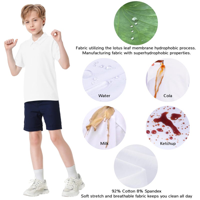 Dreammonkey Toddler to Youth Stain Resistant Polo Shirts Kids Collared Golf T-Shirt School Uniform for Boys and Girls (White S) - Image 3